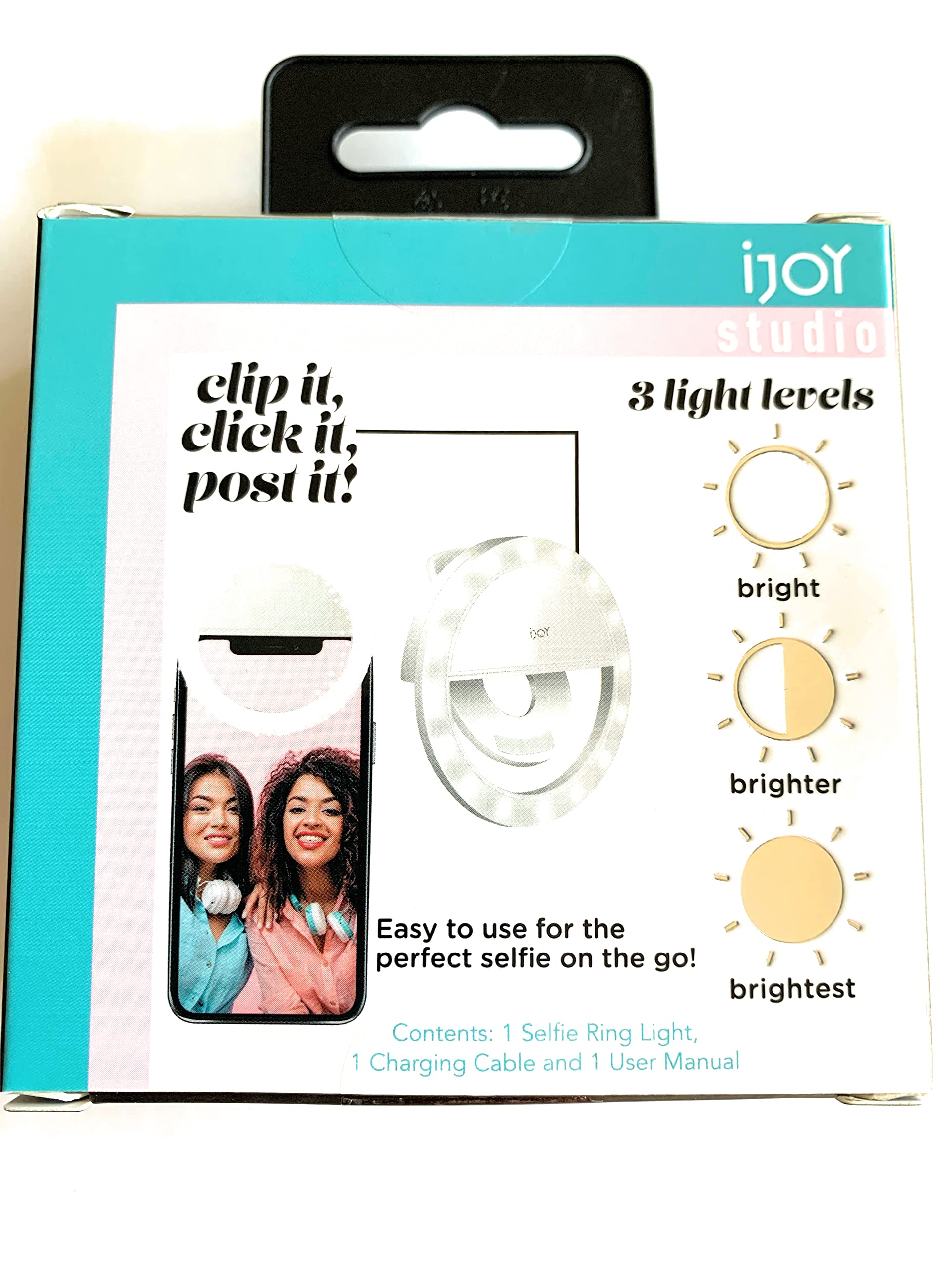 Ijoy Halo Rechargeable Clip On Selfie Ring Light With Adjustable Lighting
